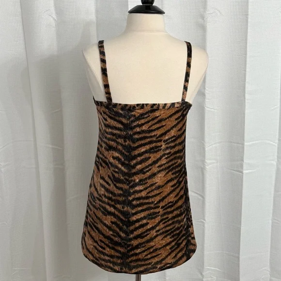 On Stage Women's Animal Print - Tiger, Velvet Textured Raw Hem Tank Top, Size L - Picture 5 of 5